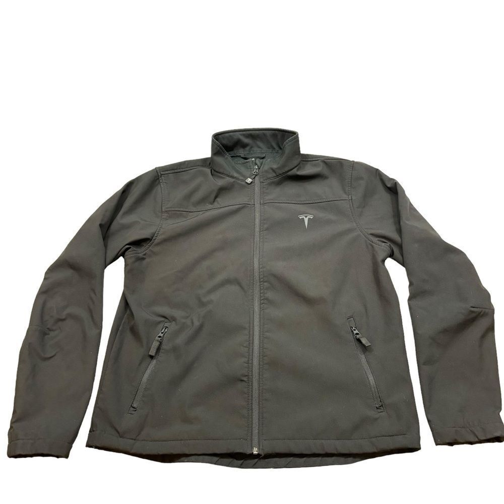 Ladies Tesla Black Full Zipper Jacket with Black Logo Size XL